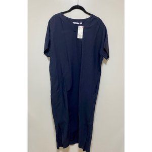 UNIQLO Women linen blended V- neck short sleeve cocoon dress- NWT